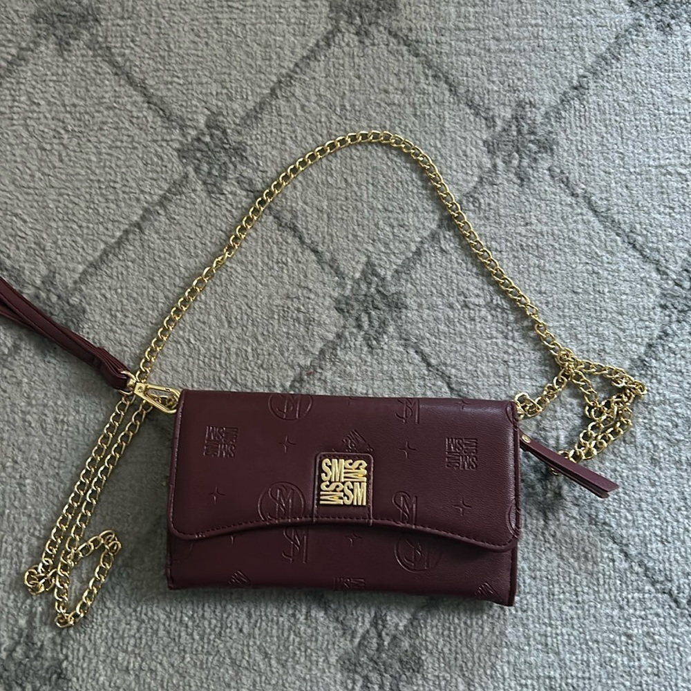 Steve Madden Burgundy Crossbody Bag with Gold Chain